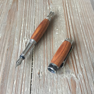 Handmade Wood Fountain and Rollerball Pen Set